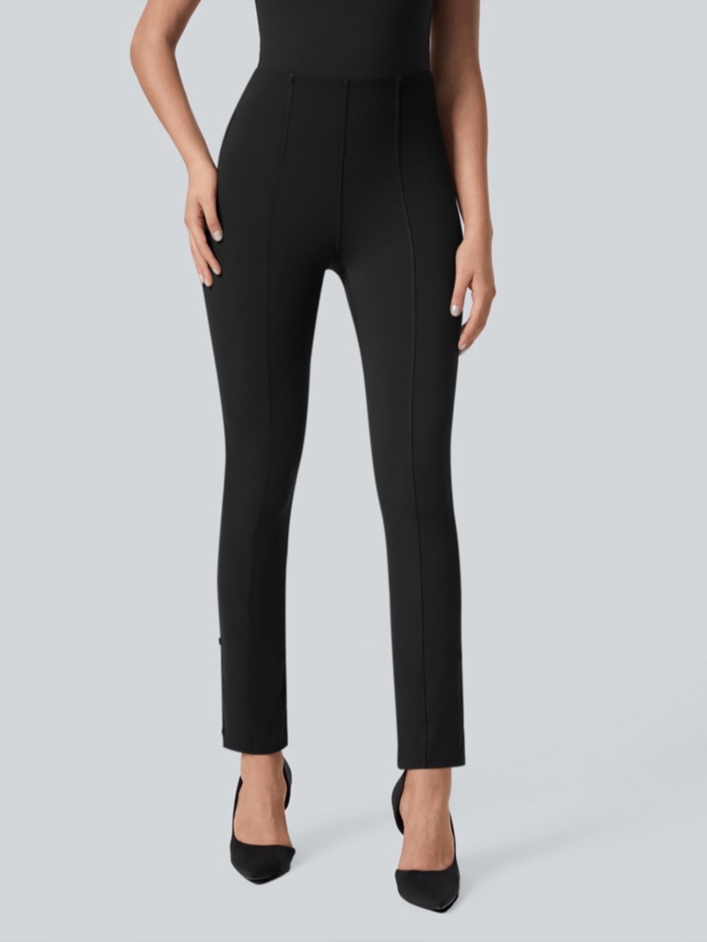 Halara Flex High Waisted Tummy Control Work Pants Black 7/8 Adjustable Hem Small
